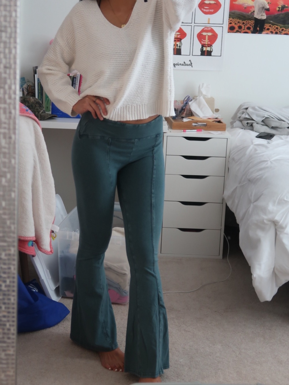 Out From Under Teal Flared Leggings - Picture 4 of 5